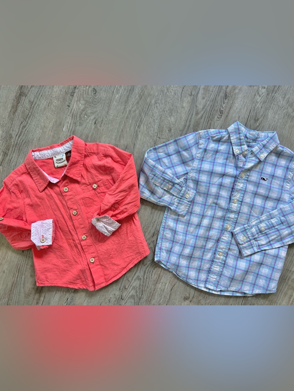 Vineyard Vines Pastel and Coral Button-Front Kids Shirt 3t